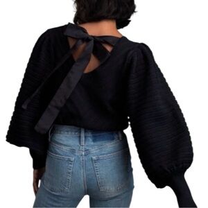 Happy x natura Elegant Black Bow-Back Women's Top. Size M